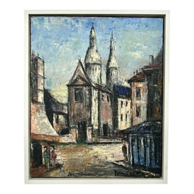 Vintage Boho Original Architectural Oil Impasto on Canvas Signed by the Artist