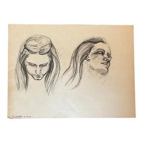 Vintage Boho Original Signed Nude Sketch
