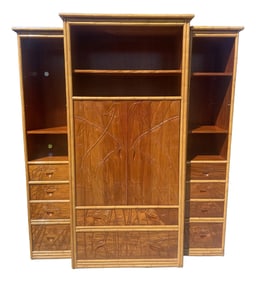 Stunning! Koa Wood Vintage Carved Media Cabinet, Shelves, Armoire, Entertainment Center