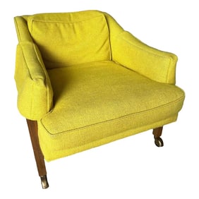 Vintage,1960s, Yellow Chartreuse Danish Lounge, Club Chair