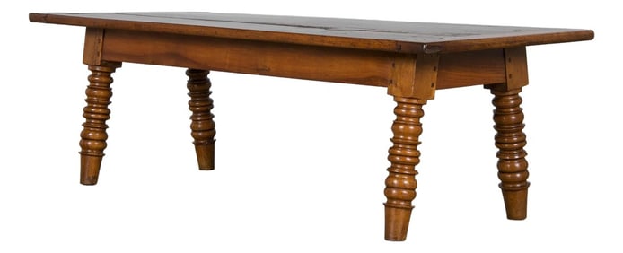 Antique Country French Provincial Walnut Farmhouse Coffee Table