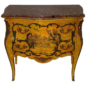 Early 20th Century Italian Piranesi Topographical Polychromed Marble Top Commode