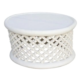 Aged White Bamileke Round Table