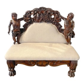 18th Century Italian Baroque Figural Bench/ Settee