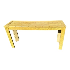 1970s Vintage Hollywood Regency Faux Bamboo Pencil Reed Console Table