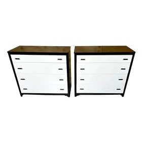 Mid 20th Century Moderne Black & White Lacquered Steel Chests by Norman Bel Geddes, Restored - a Pai