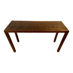 Mid-Century Modern Tortoise Lacquer Wood Parsons Console Table by Lane Furniture