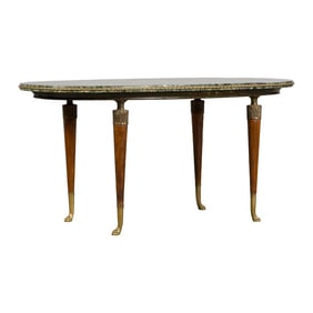 French Empire Style Coffee Table W/ Green Marble