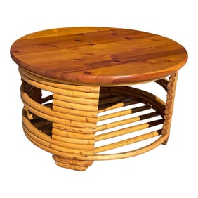 1940s Vintage Stacked Rattan Coffee Table, Paul Frankl Style