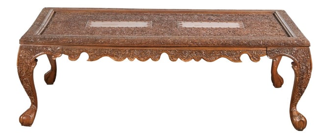20th Century Anglo Indian Hand-Carved Coffee Table
