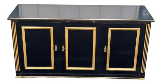 Jacques Bodart Black Lacquer and Gilt Sideboard Buffet- Circa. 1950s
