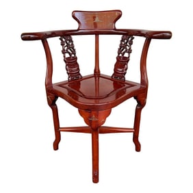 Mid 20th Century Mid Century Rosewood Asian Corner Chair