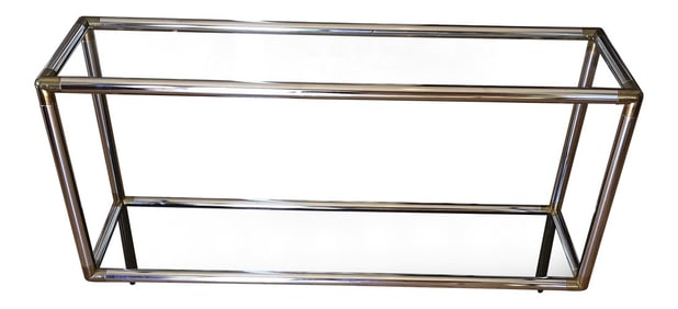 1970s Contemporary Brass and Chrome Tubular Console