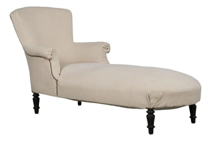 19th Century French Napoleon III Chaise Lounge W/ Off-White Fabric