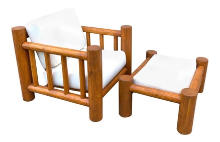 Mid 20th Century Mid-Century Dowel Lounge Chair and Ottoman