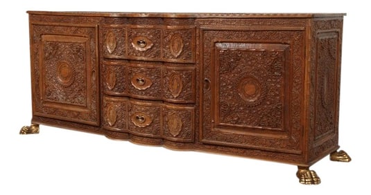 19th Century Asian Hand Carved Sideboard