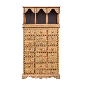 1900s Arched Inlaid Apothecary Dresser