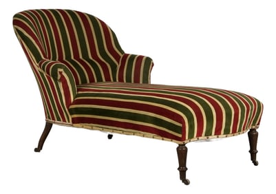 19th Century French Napoleon III Chaise Lounge in Striped Velvet
