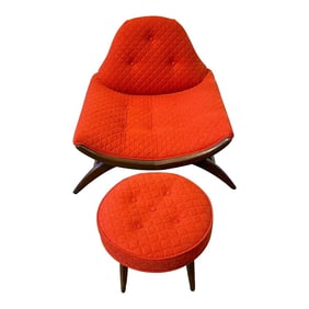 Mid 20th Century Adrian Pearsall Gondola Club Chair & Ottoman, Newly Upholstered