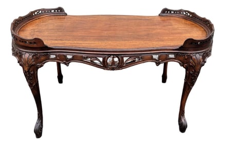 Antique French Carved Walnut Coffee Table