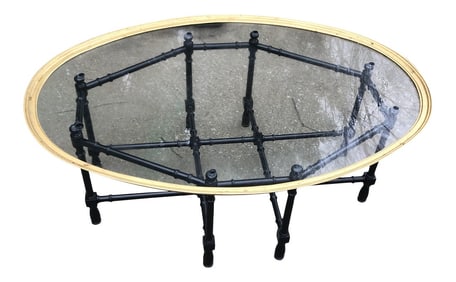 1970s Hollywood Regency Brass Bamboo Table