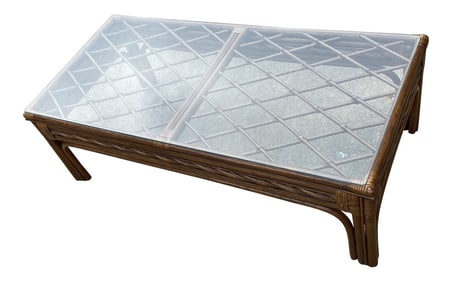 1970s Bamboo Woven Cocktail Table**