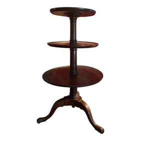 Antique Mahogany Dumb Waiter Silent Butler Three Tier Server