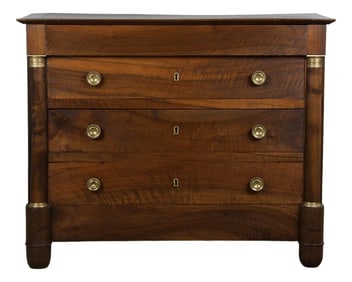 19th Century French Empire Style Walnut Chest of Drawers