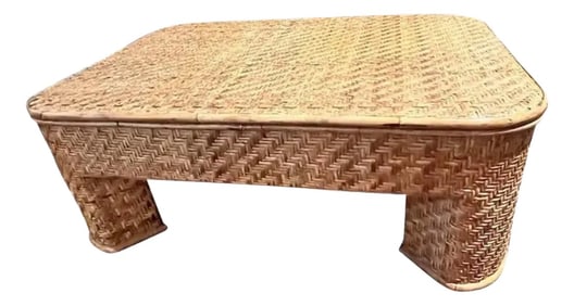 1980s Woven Tortoiseshell Bamboo Coffee Table Attributed to Ralph Lauren for Bloomingdale's