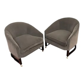 1970s Low Profile Barrel Back Club Chairs, Style of Harvey Probber - a Pair