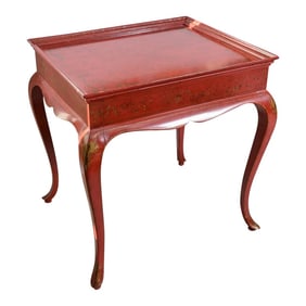 Chinoiserie Red Center Table With Cabriole Legs