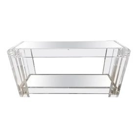 Late 20th Century Modern Lucite Chrome Mounted Two-Tier Mirrored Console Table