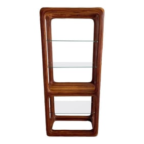1970s Sculptural Rattan & Glass Etagere