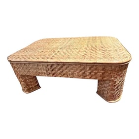 1980s Woven Tortoiseshell Bamboo Coffee Table Attributed to Ralph Lauren for Bloomingdale's