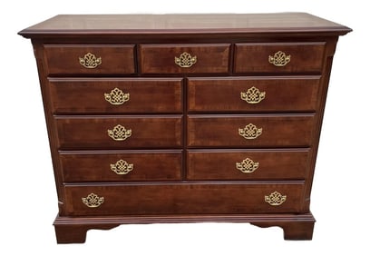 10-Drawer Georgian Style Banded Mahogany Chest of Drawers