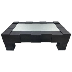 Late 20th Century Black Lacquered and Mirrored Coffee Table in the Manner of Josef Hoffmann