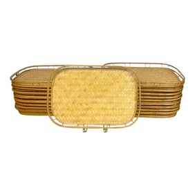 Mid 20th Century Canton Woven Bamboo Gallery Trays - Set of 20