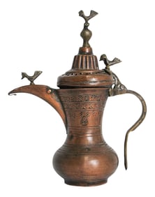 19th C Antique Middle Eastern Dallah Turkish Ottoman Bronze Copper Coffee Pot