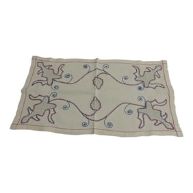 Vintage Blue and Red Italian Embroidered Table Topper/Runner