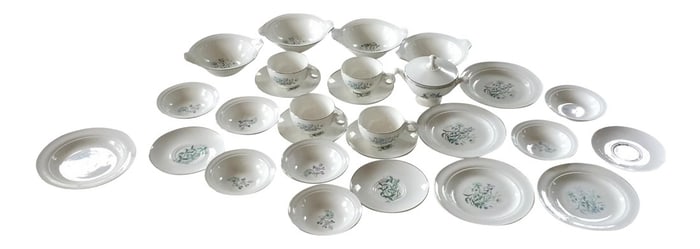 Vintage Garden Plates & Tea Set - Set of 28