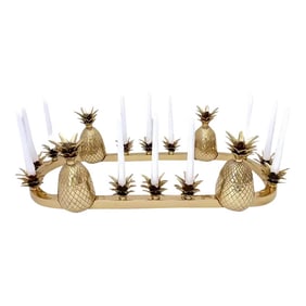 Late 20th Century Sarreid Brass 12-Light Pineapple Candelabra Centerpiece -'Surtout De Table'