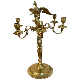 19th Century Antique European Brass Figural Candelabra