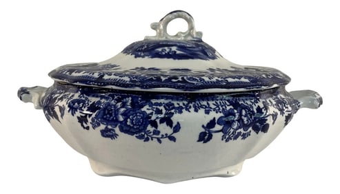 Antique Burslem Staffordshire Tonquin Lidded Tureen