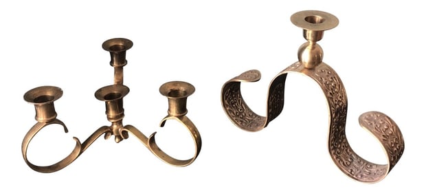 1970s Vintage Brass Candleholders - a Pair