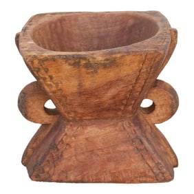 Carved Bijani Wooden Candleholder-Ratan