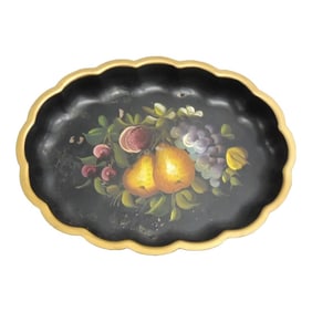 Vintage Toleware Oval Decorative Tray