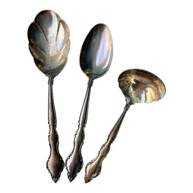 1965 Wakefield International Silver Co. Deep Silver Serving Spoons- Set of 3