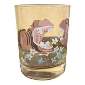 1960s Dorothy Thorpe Style Painted Hippos Glass