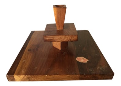 1980s Wooden Walnut Lazy Susan