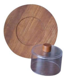 Footed Danish Design Teak Cheese Server and Dome
